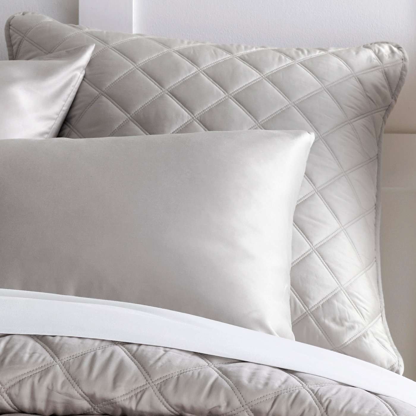 Quilted Silken Solid Grey Sham - Image 0