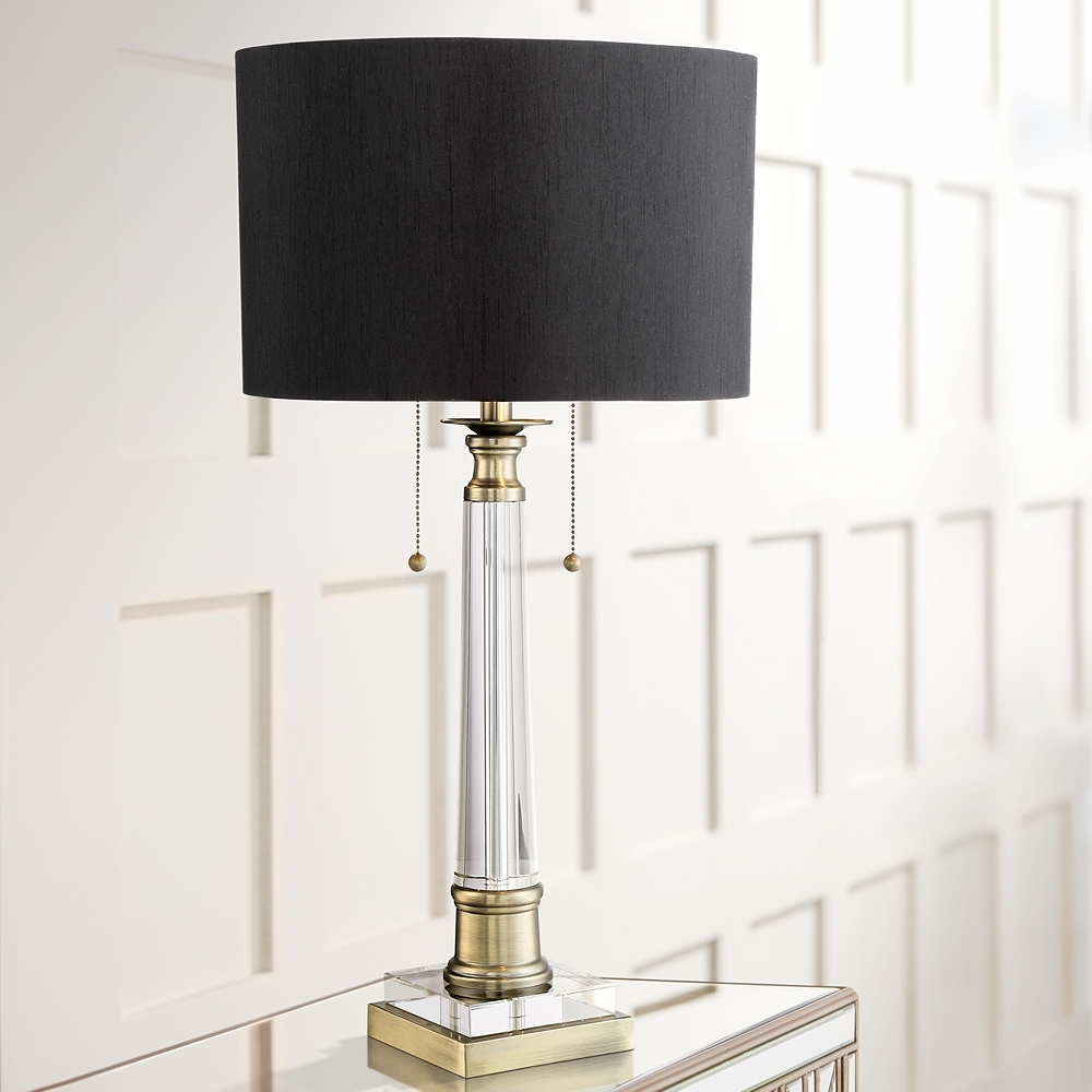 Stephan Crystal Column Table Lamp with Table Top Dimmer - Style # 89K93 - Image 0