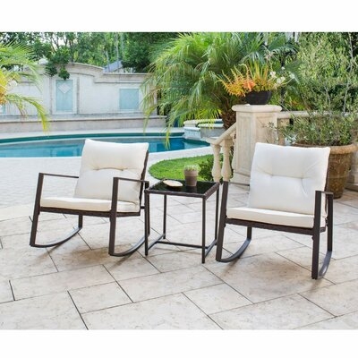 Kinzie Outdoor 3 Piece Bistro Set with Cushions - Image 0