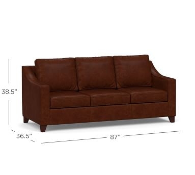 Cameron Slope Arm Leather Grand Sofa 97", Polyester Wrapped Cushions, Signature Maple - Image 2