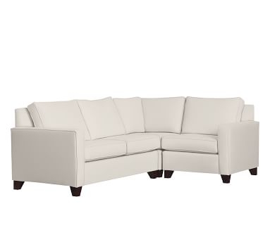 Cameron Square Arm Upholstered Right Arm 3-Piece Corner Sectional, Polyester Wrapped Cushions, Park Weave Ash - Image 1