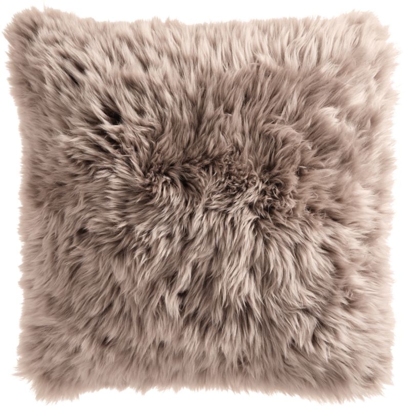 20" Brown Icelandic Sheepskin Pillow with Feather-Down Insert - Image 2