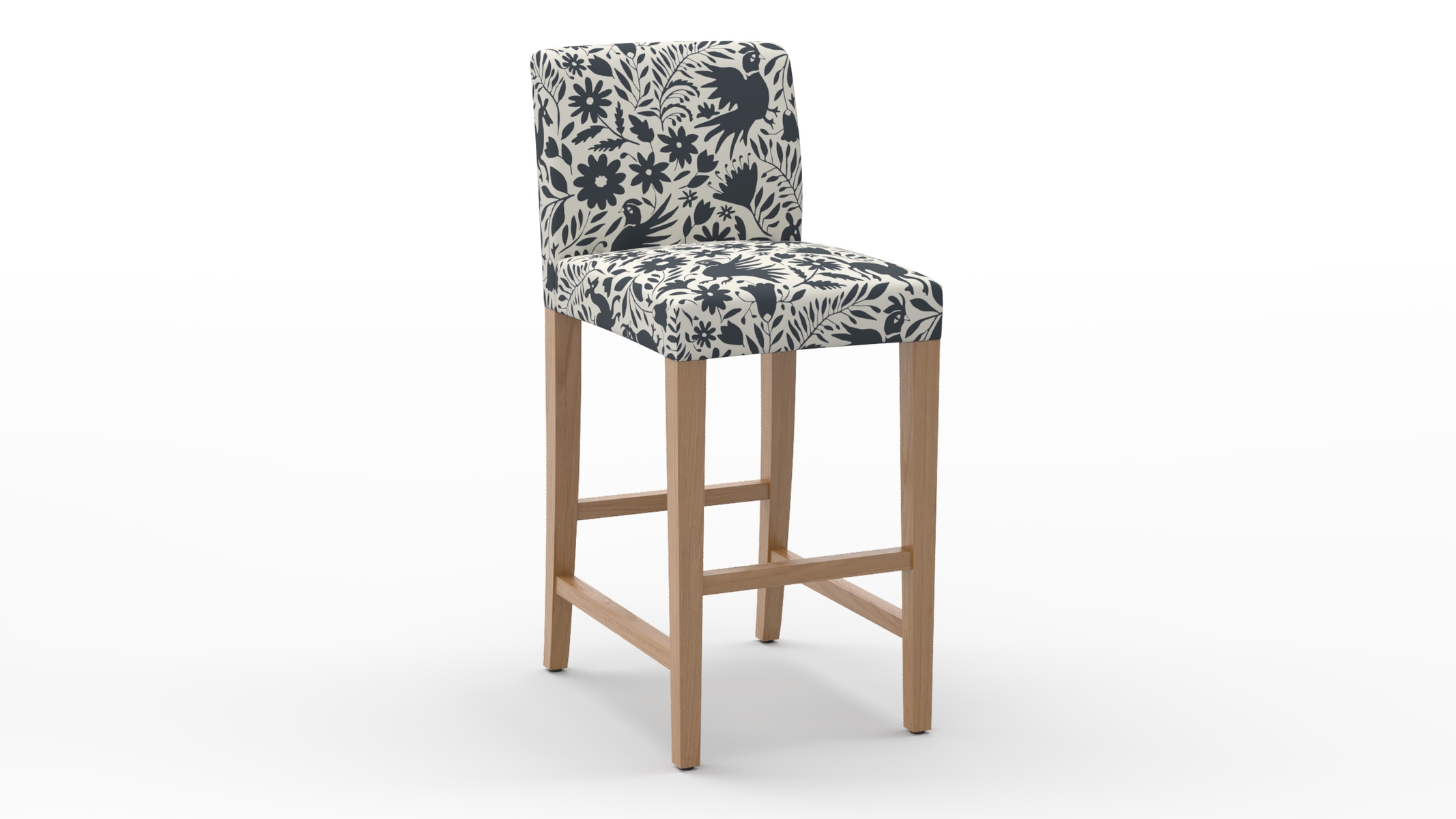 Signature Dining Bar Stool, Ink Frida, Natural Square Tapered Leg - Image 1