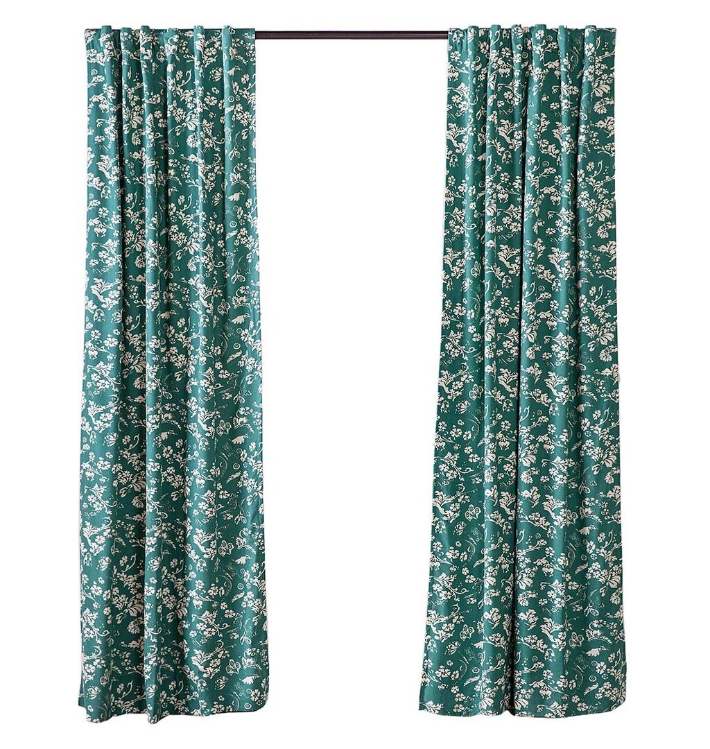 Plow & Hearth Floral Room Darkening Rod Pocket Single Curtain Panel - Image 0