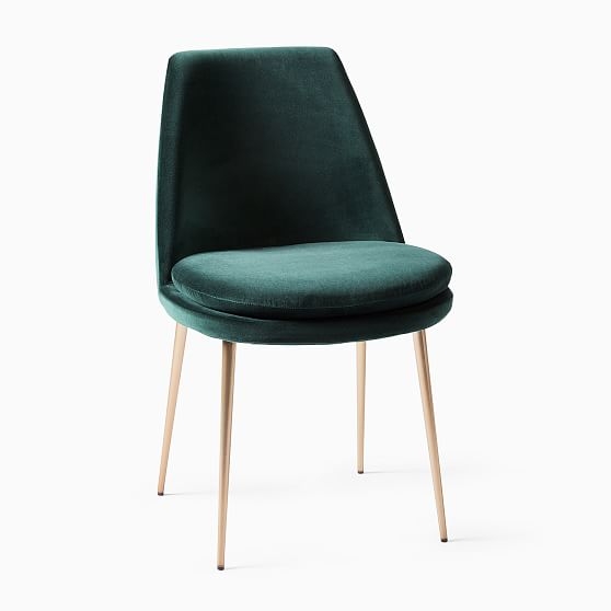 Finley Low Back Dining Chair, Astor Velvet, EverGreen, Light Bronze-individual - Image 0