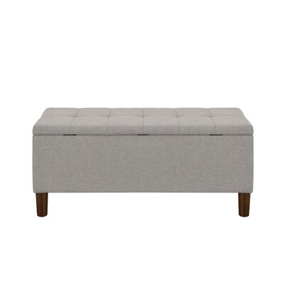 42 Inch Hinged Top Storage Bench W/ Grid-Tufted Seat In Light Gray - Image 0