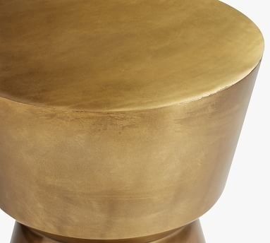 Shae 13.5" Round Metal Accent Table, Antique Brass - Image 2