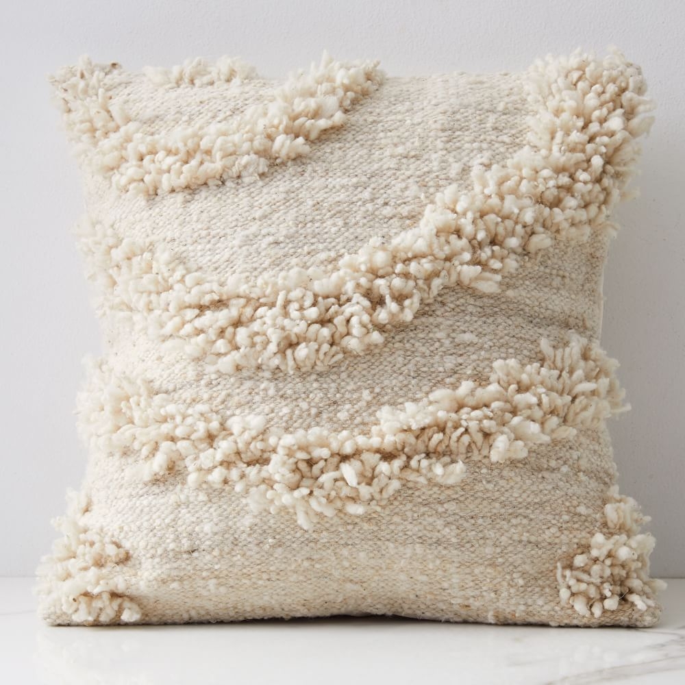 Wool Pillow Cover, Tierra 1, White - Image 0