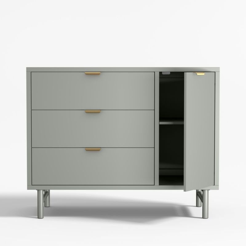 Classic 44" Laurel Green Wood 3-Drawer Kids Dresser with Door - Image 5