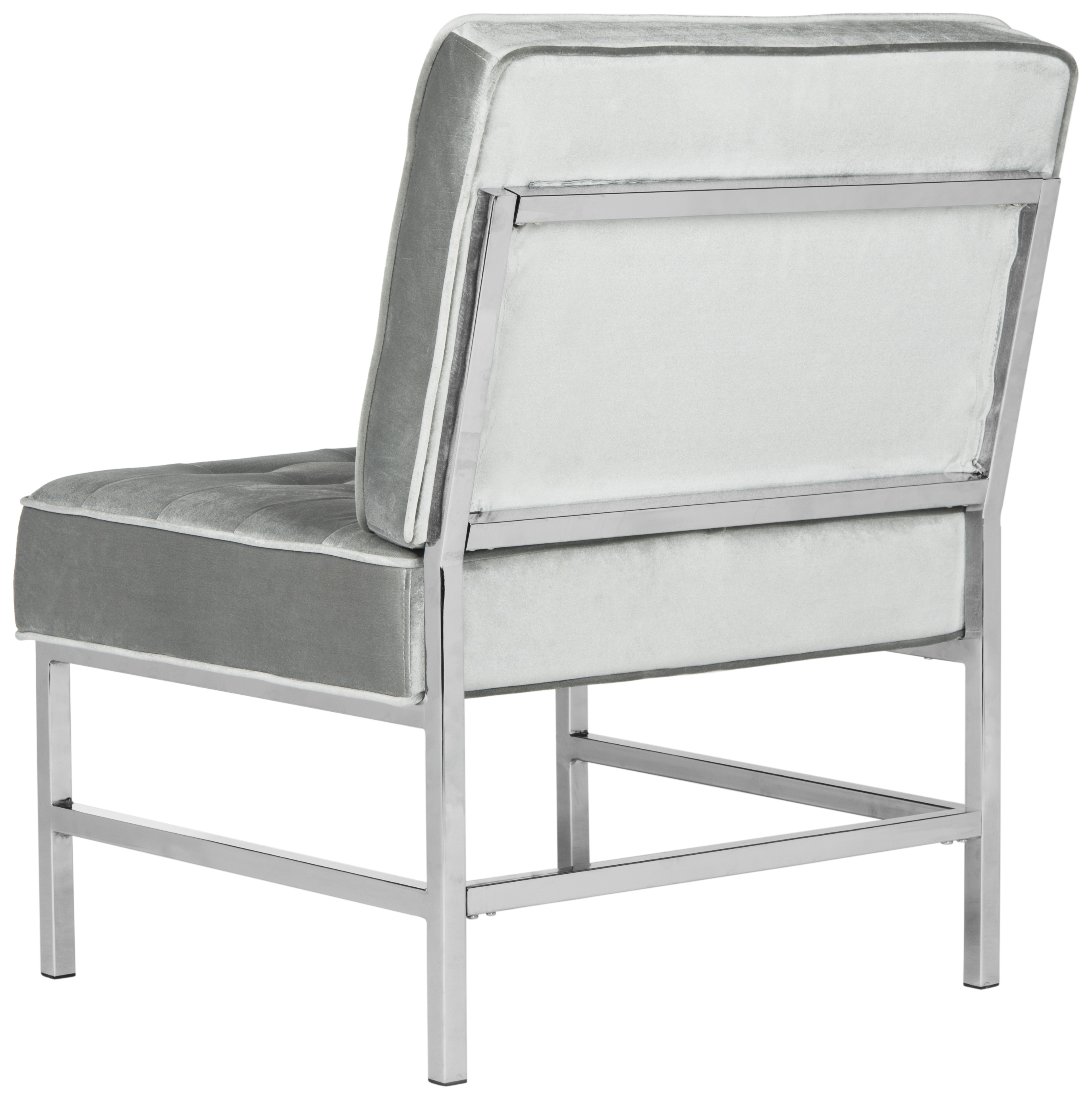 Ansel Modern Velvet Tufted Chrome Accent Chair - Light Grey - Arlo Home - Image 0