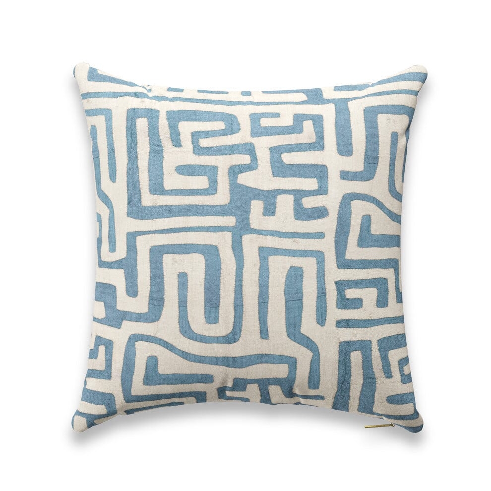 Indigo Classic Kuba Cloth Pillow by St. Frank | Blue | 26" W x 26" H | Cotton/Linen - Image 0