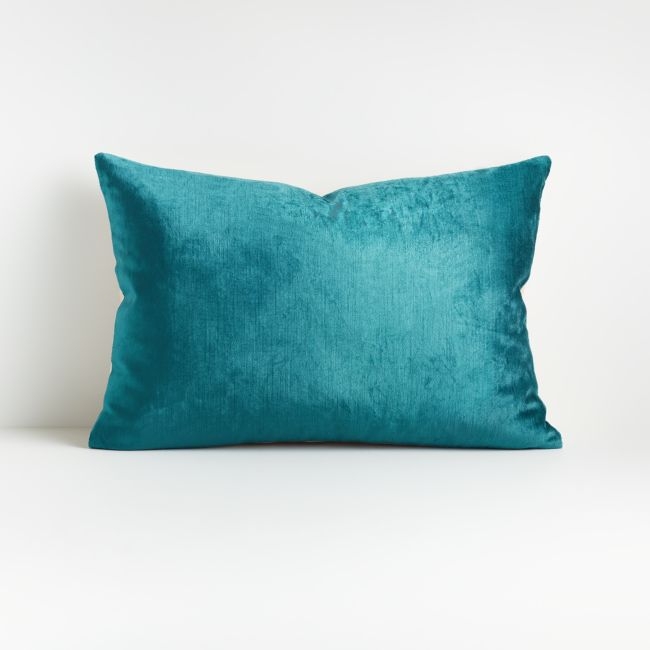 Viva Turquoise 22"x15" Crushed Velvet Pillow - Image 0