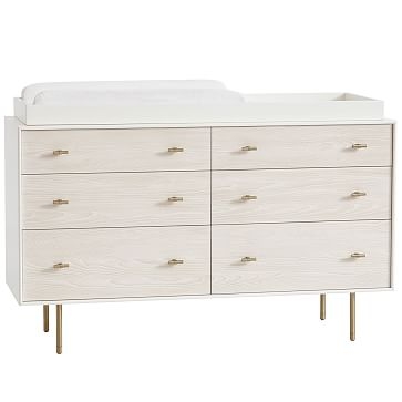 Modernist Changing Table Pack, 6 Drawers, White + Winter Wood, WE Kids - Image 3
