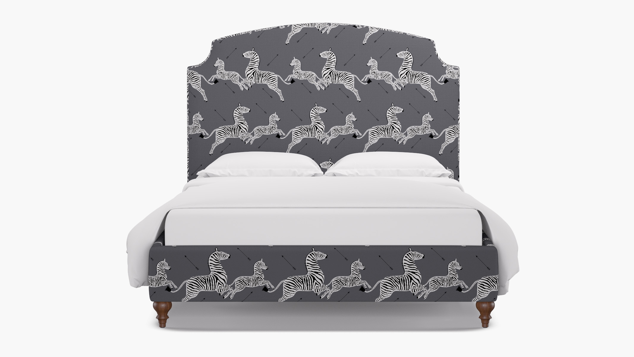 Cove Bed, Slate Zebra, Walnut Traditional Turned Leg, Queen - Image 0