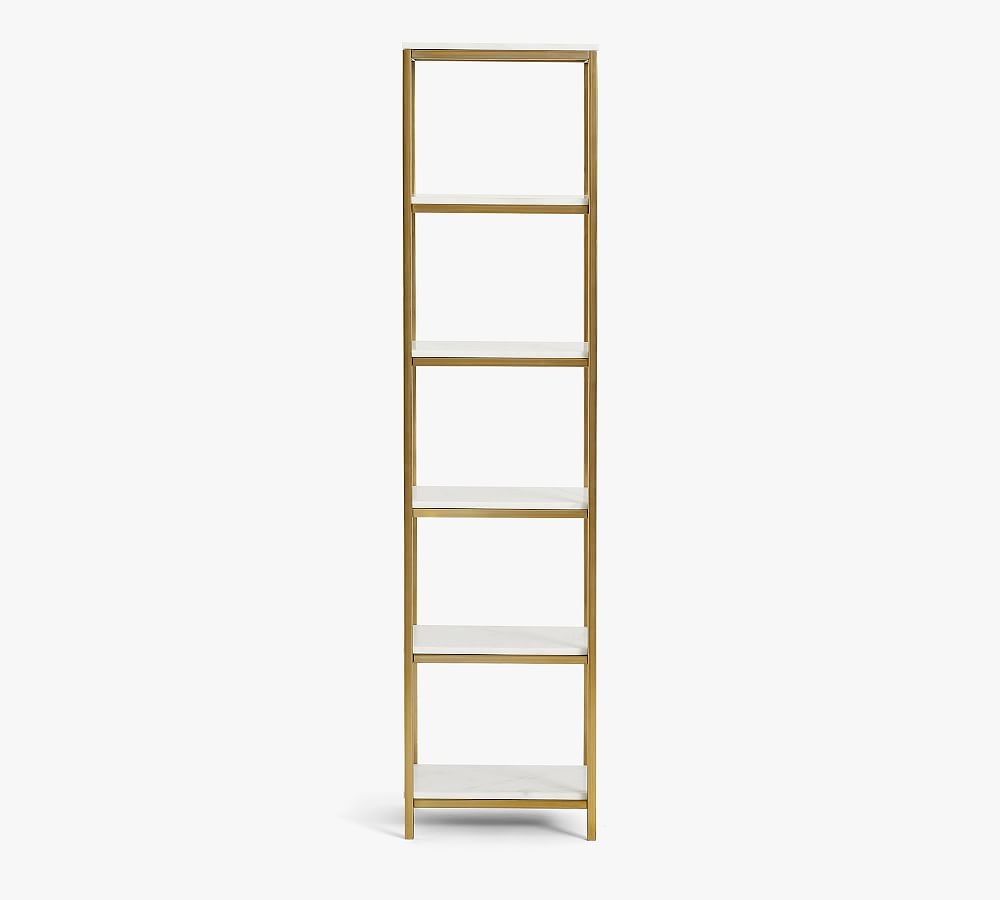 Delaney Marble Tall Bookcase, Brass - Image 0
