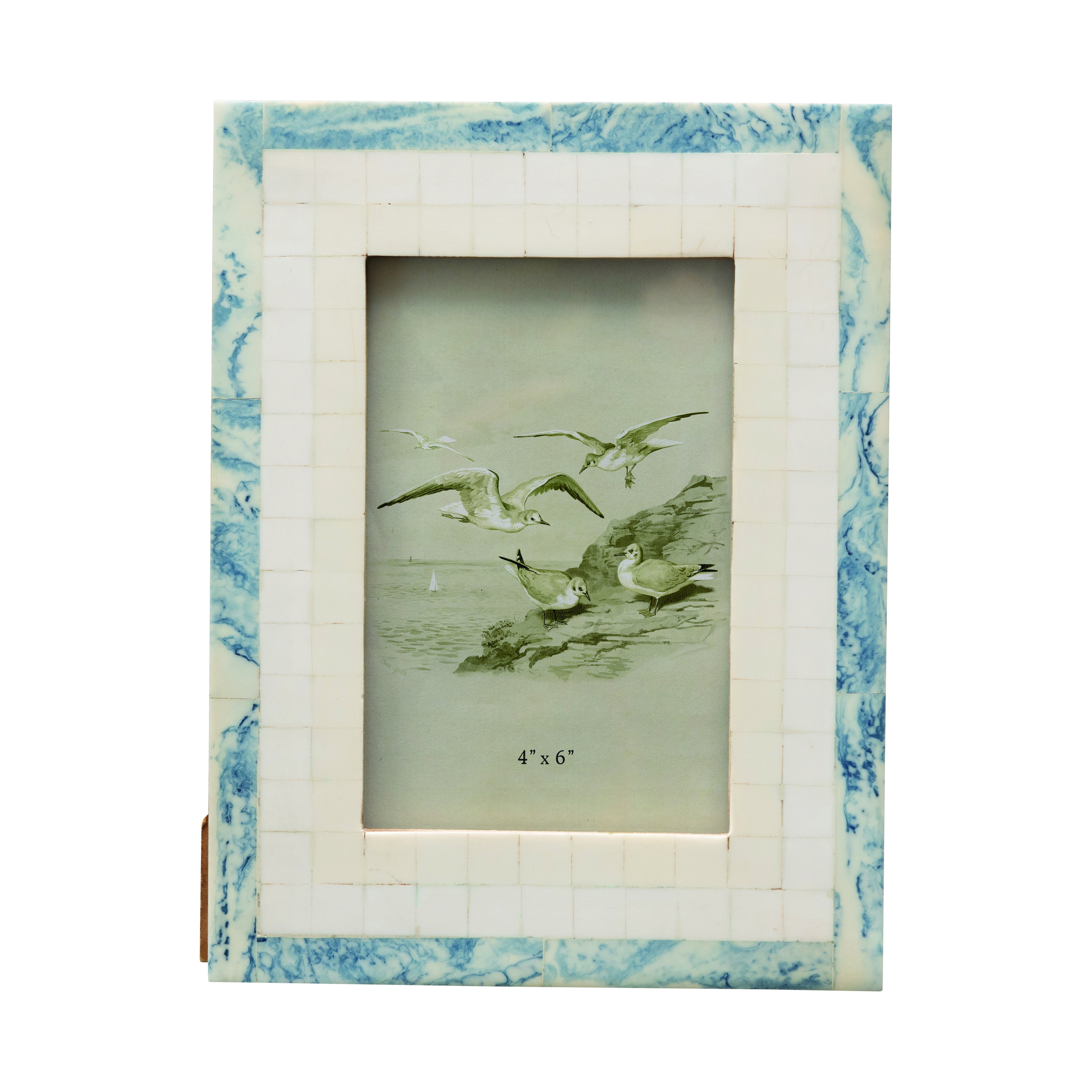 6.5 in x 8.5 in  Wood and Resin Blue and Ivory Photo Frame - Image 1