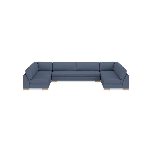 Yountville 5-Piece U-Shape Armless Sofa, Down Cushion, Perennials Performance Canvas, Denim, Natural Wood Feet - Image 0