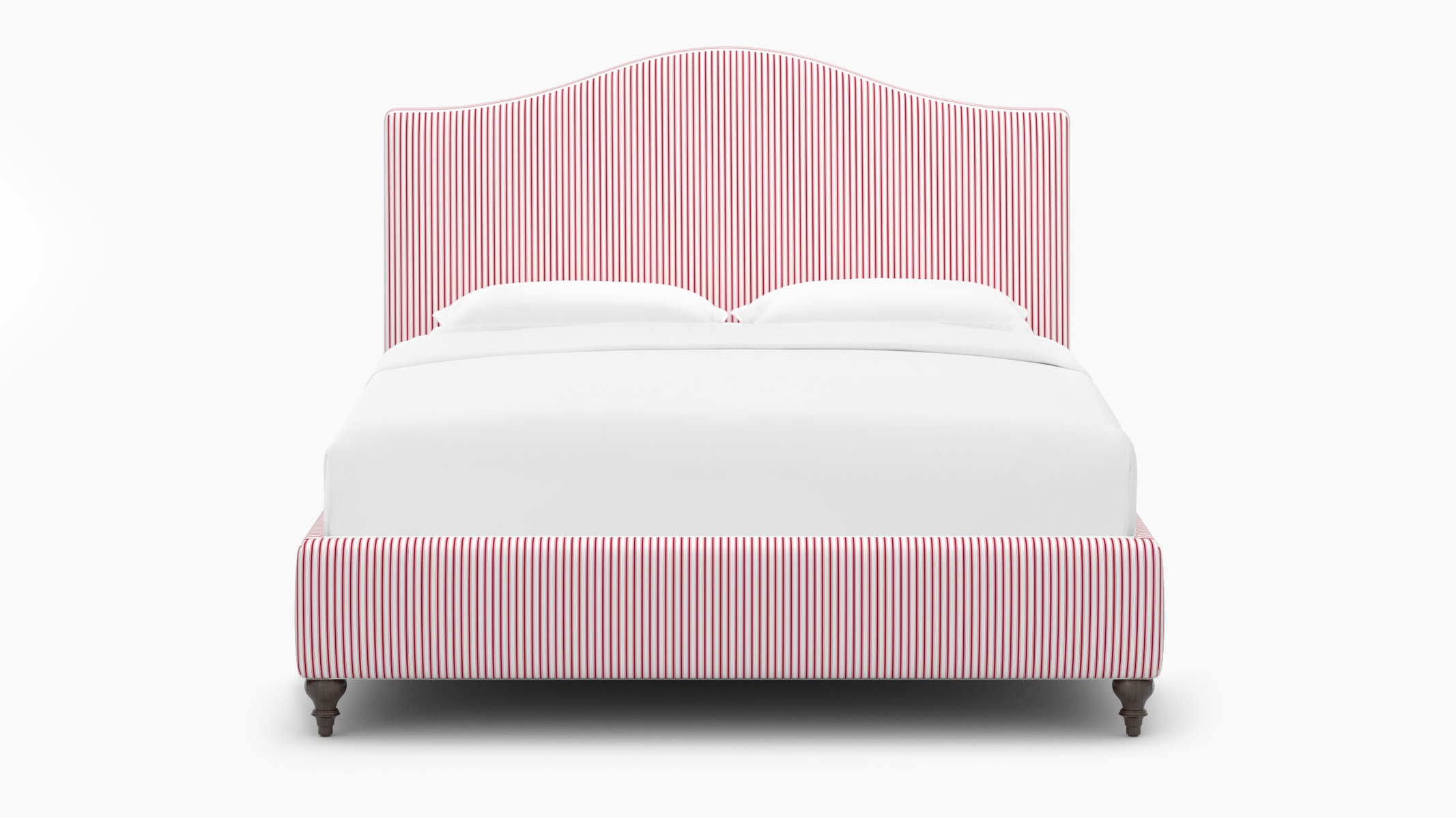 Camelback Bed, Red Classic Ticking Stripe, Espresso Traditional Turned Leg, Full - Image 0