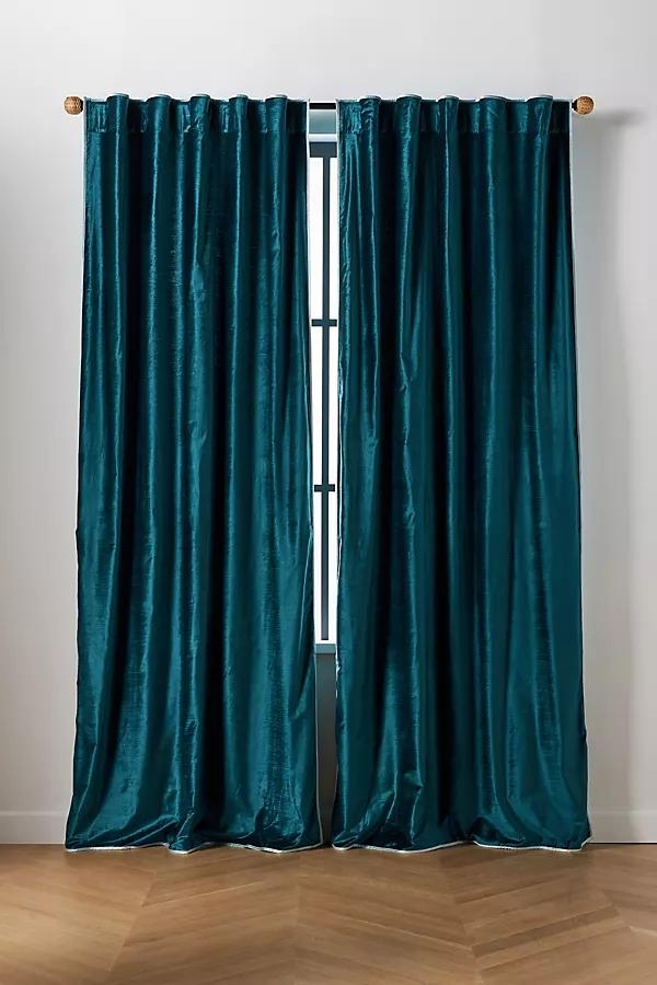 Adelina Piped Velvet Woven Curtain - Image 0