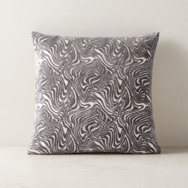Maro Grey Cut Viscose Throw Pillow Cover 18"x18" - Image 0