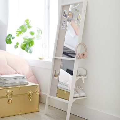 Leaning Pinboard with Mirror, White - Image 2