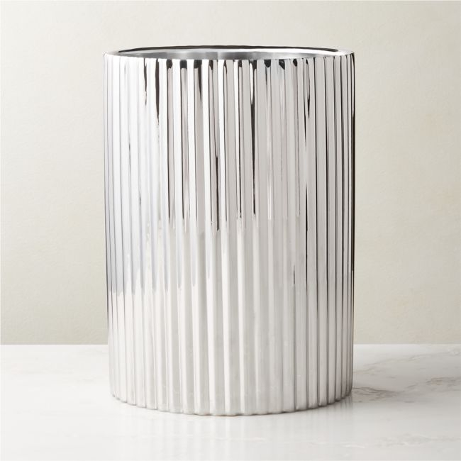 Danilo Pleated Stainless Steel Wastebasket - Image 0