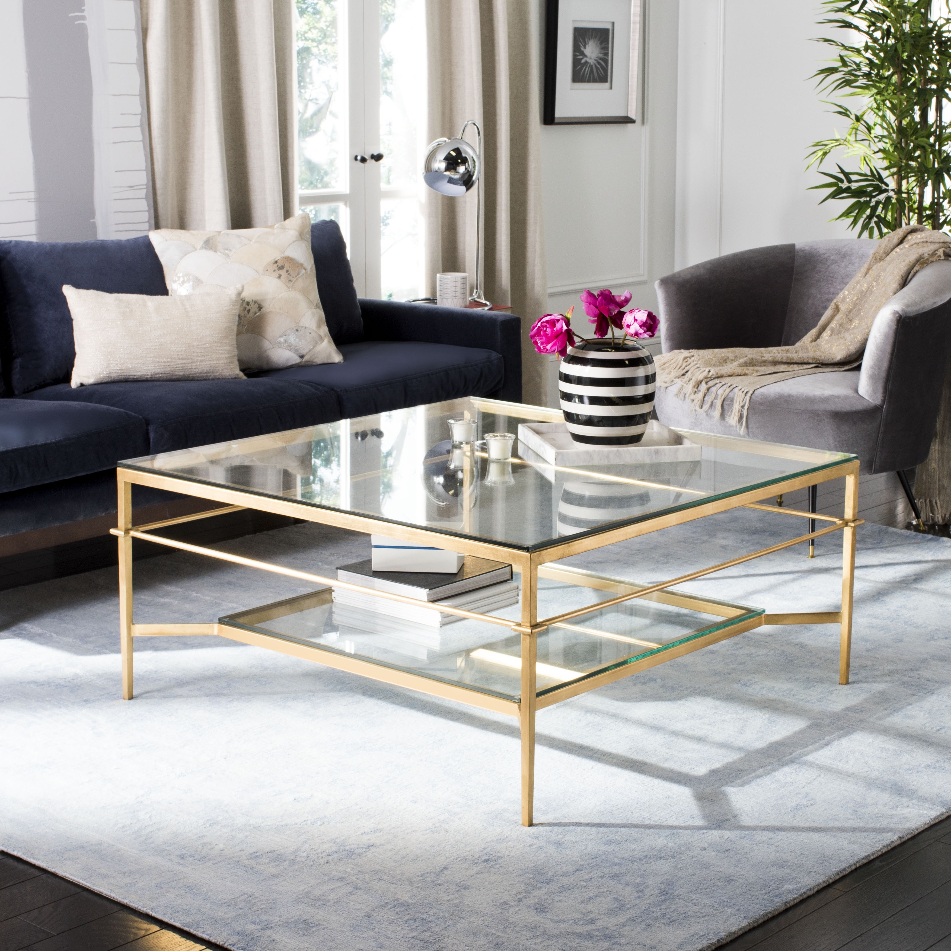 Mieka Glass Cocktail Table - Gold - Safavieh - Image 5