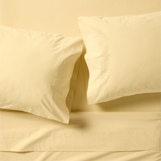 Cozy Cloud Straw Yellow Washed Organic Cotton Kids Full Sheet Set - Image 0