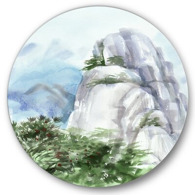 Mountain Top In The Clouds - Traditional Metal Circle Wall Art - Image 0