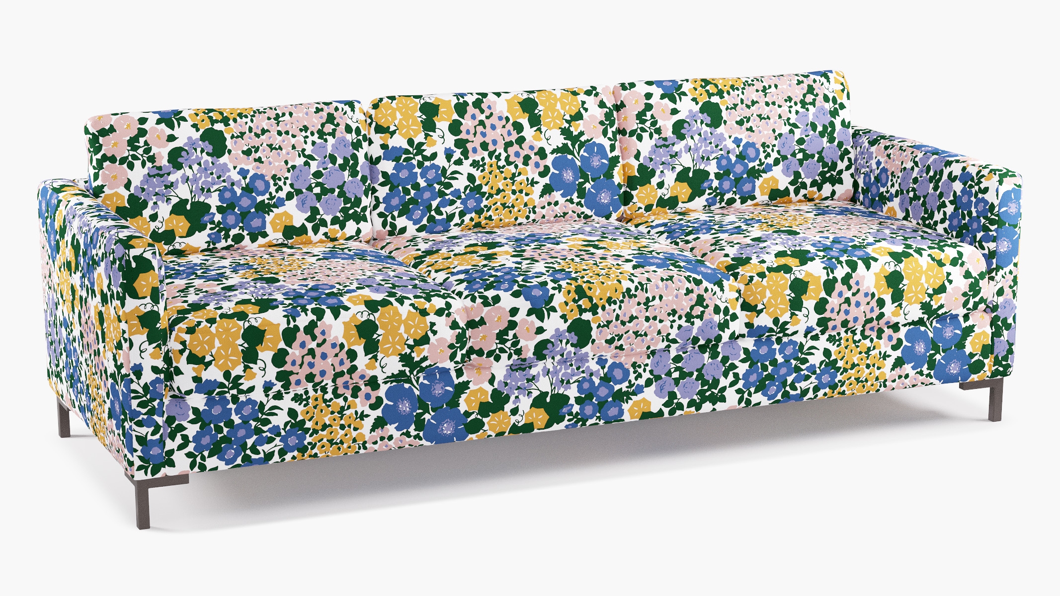 Modern Sofa, Lavender Million Flowers, Bronze L Leg - Image 1