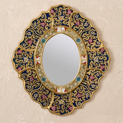Kaydan Reverse Painted Glass "Garden Gold" Wall Mirror - Image 0