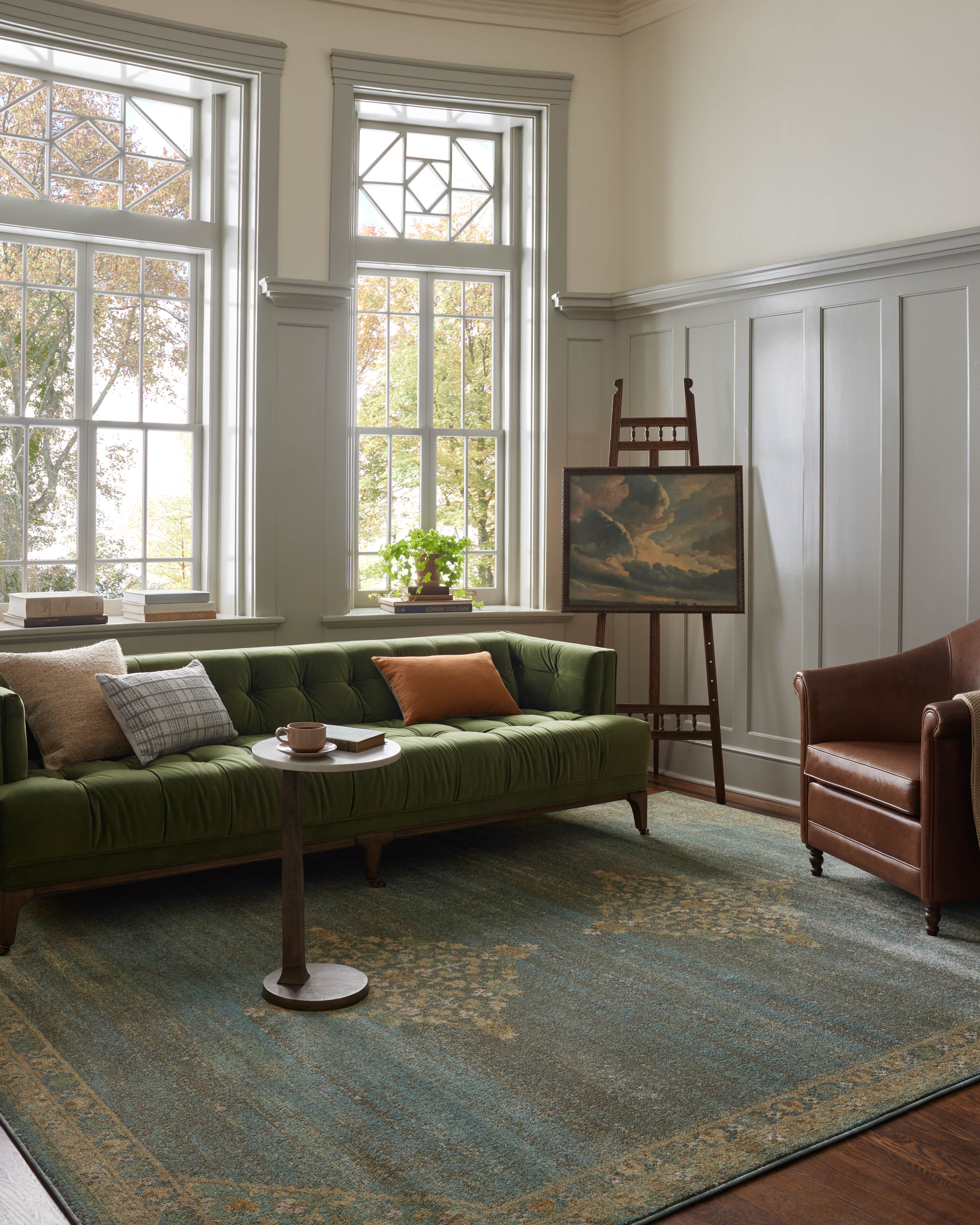 Magnolia Home by Joanna Gaines x Loloi Mona Aqua / Wheat 3'-7" x 5'-7" - Image 1