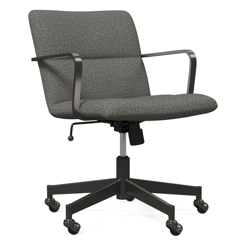 Cooper Mid-Century Office Chair, Dark Bronze, Twill, Granite - Image 0