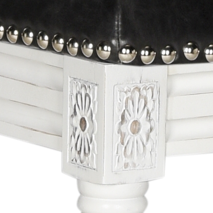 Holloway 19''H French Brasserie Leather Oval Side Chair (Set of 2) - Silver Nail Heads - Black/Cream - Safavieh - Image 5