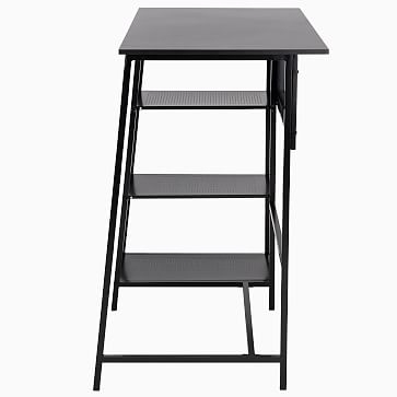 Modern Open Shelf Standing Desk,Wood,Black - Image 2