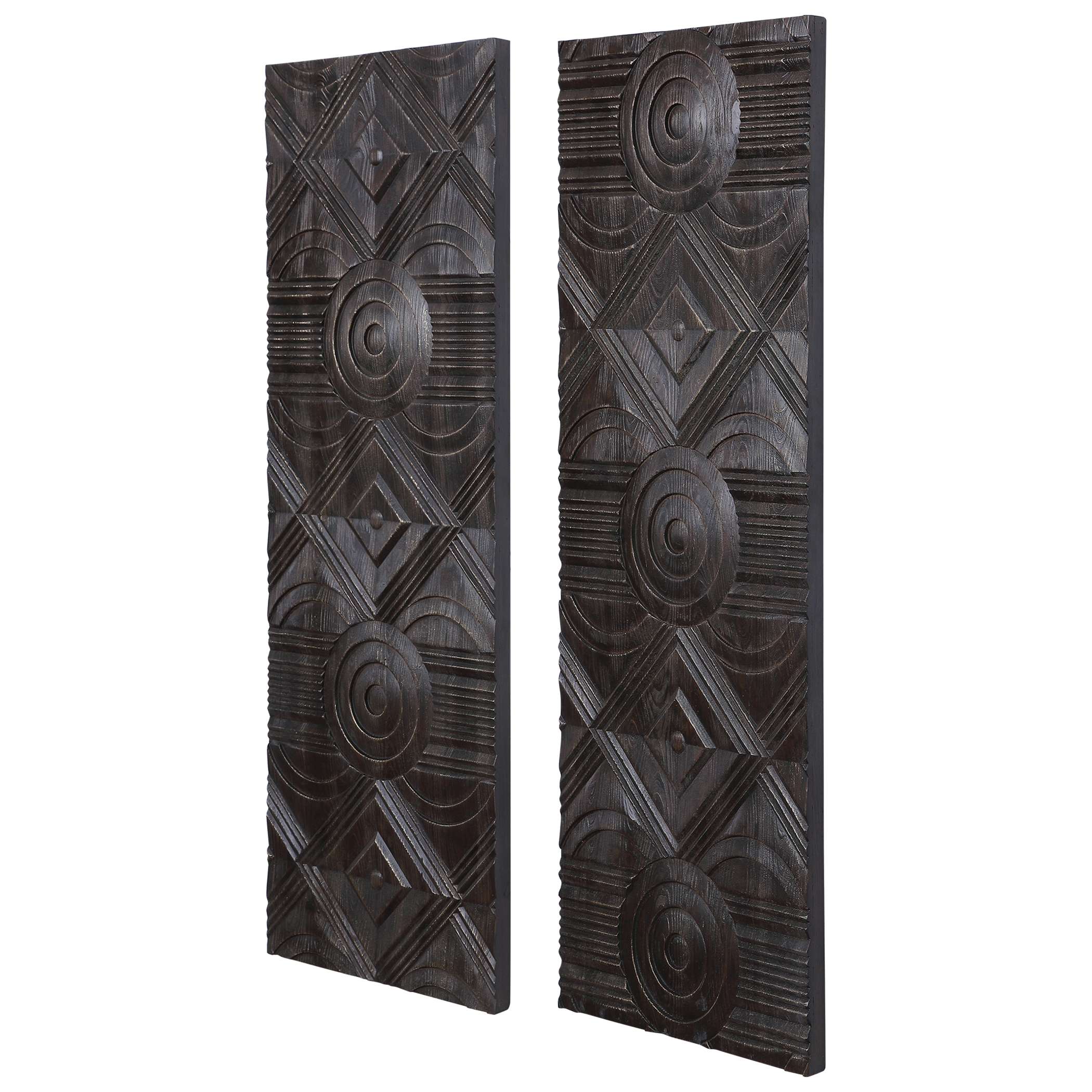 Asuka Carved Wood Wall Panels, Set/2 - Image 3