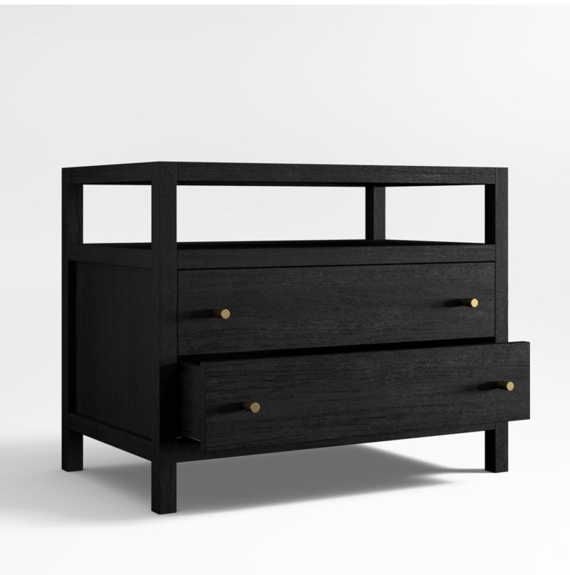 Keane 31.5" Black Solid Wood Charging Nightstand - Image 3