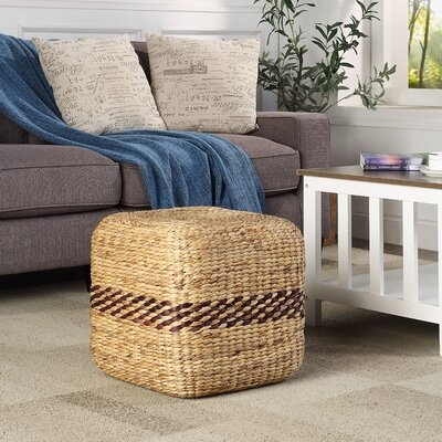 Bay Isle Home™ Two-Toned Water Hyacinth Woven Ottoman - Rice Nut Weave Foot Rest For Accent Chairs - Home Décor Piece For The Contemporary Home (Square - 15.5" X 15.5" X 15.5") - Image 0