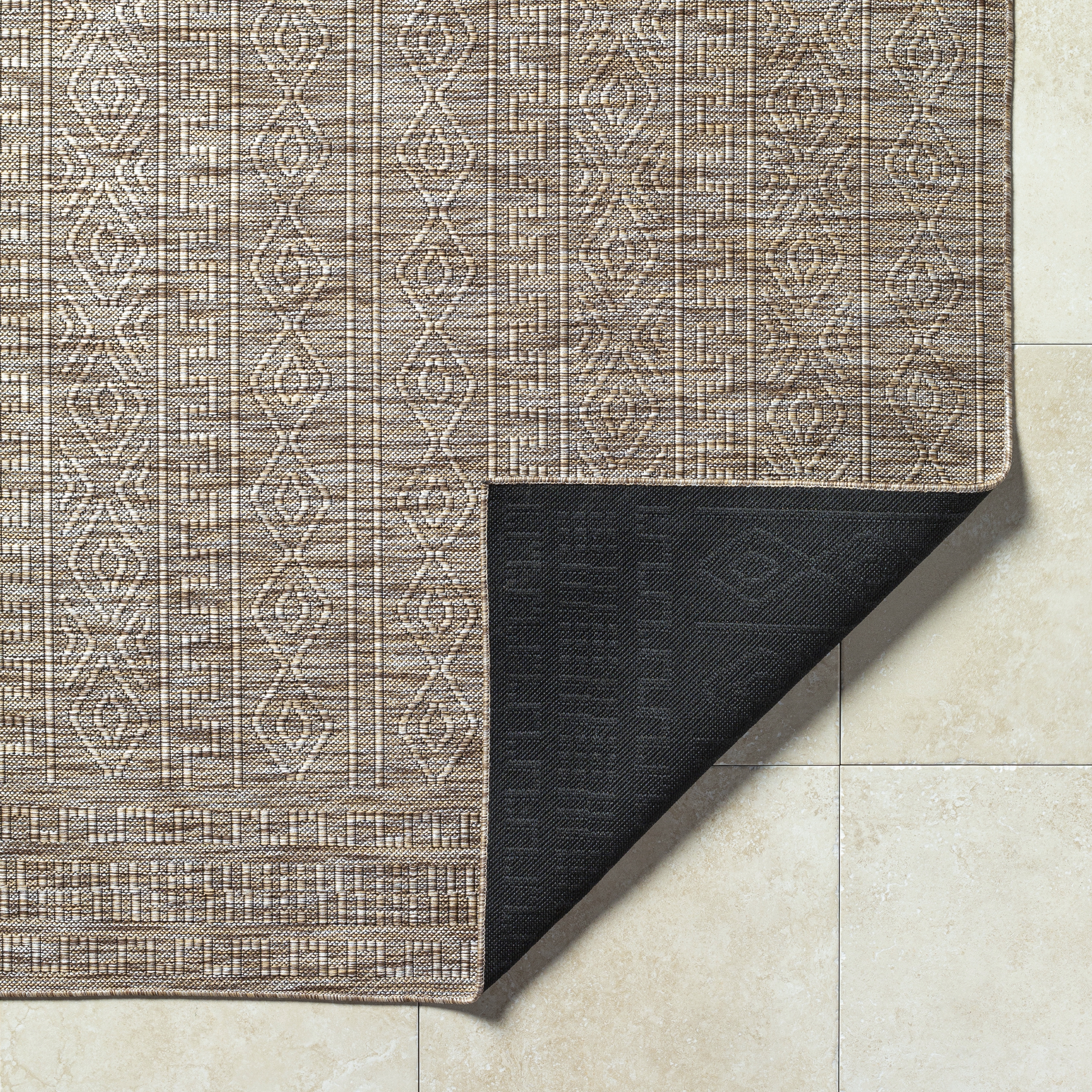 Terrace Beige Outdoor 2' x 2'11" Machine Woven Rug - Image 4