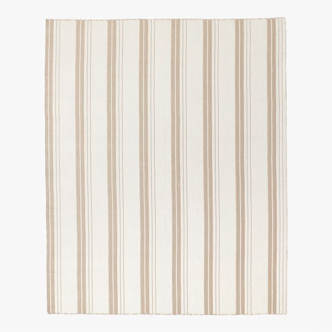 Calyx Sand and White Reversible Indoor/Outdoor Performance Area Rug 5'x8' - Image 0