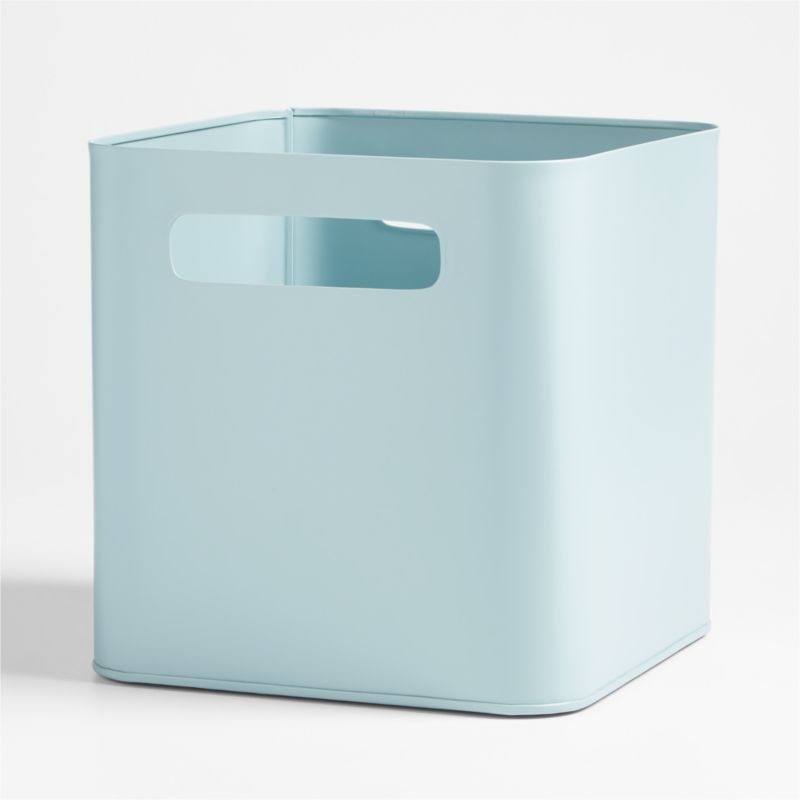 Outline Cloud Blue Metal Storage Bin with Handles - Image 1