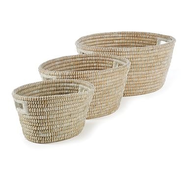 La Palma Woven Rivergrass Baskets, Set of 3 - Oval - Image 0