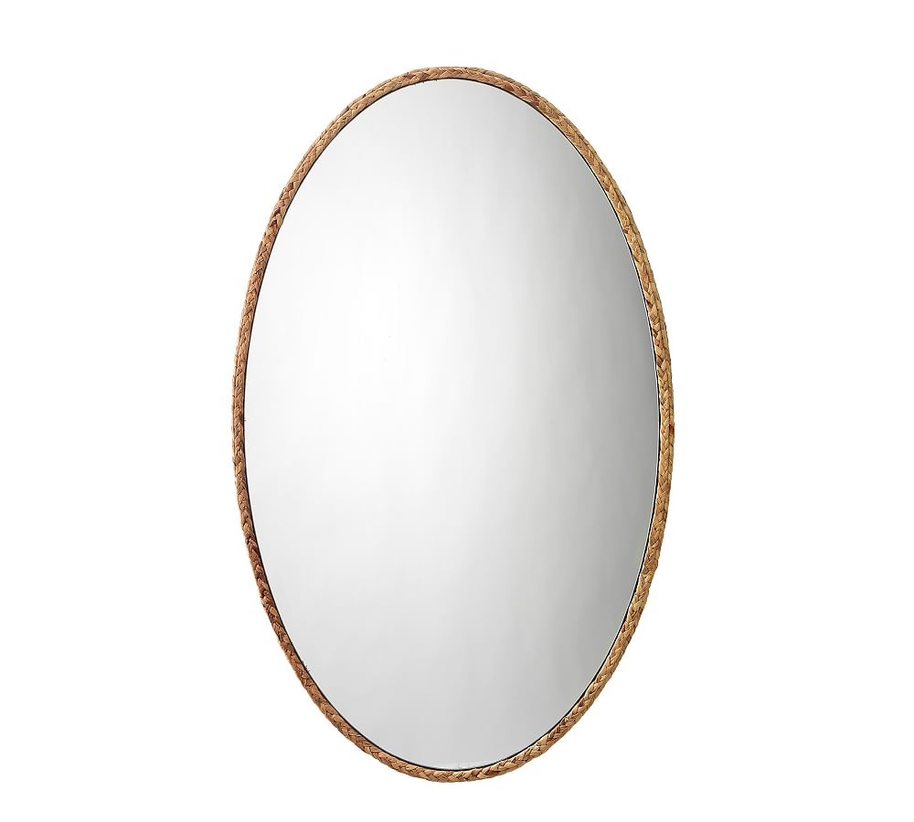 Archie Braided Seagrass Wall Mirror, 25"W x 41"H, Oval - Image 0