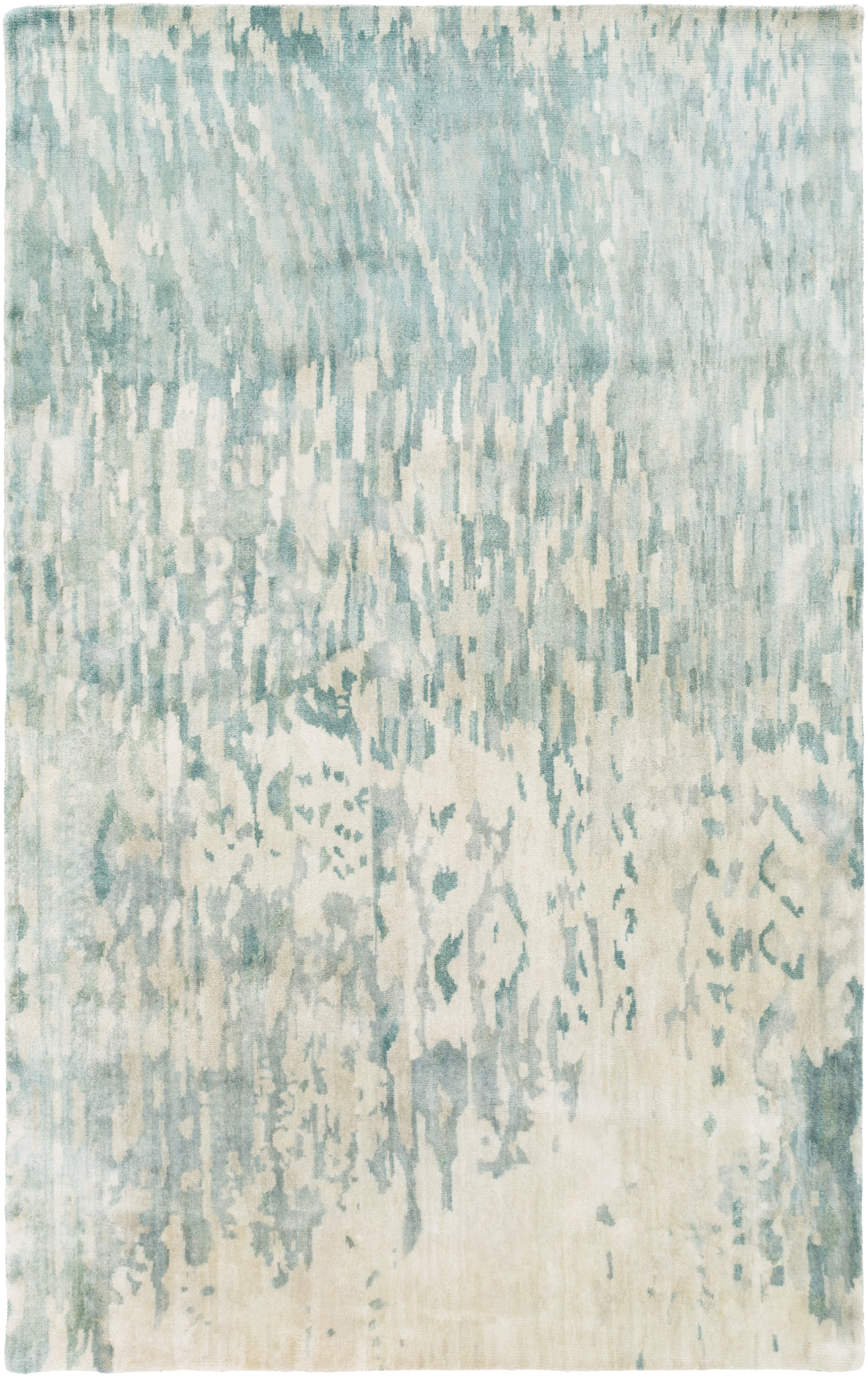 Watercolor Green Indoor 5' x 8' Handmade Rug - Image 0