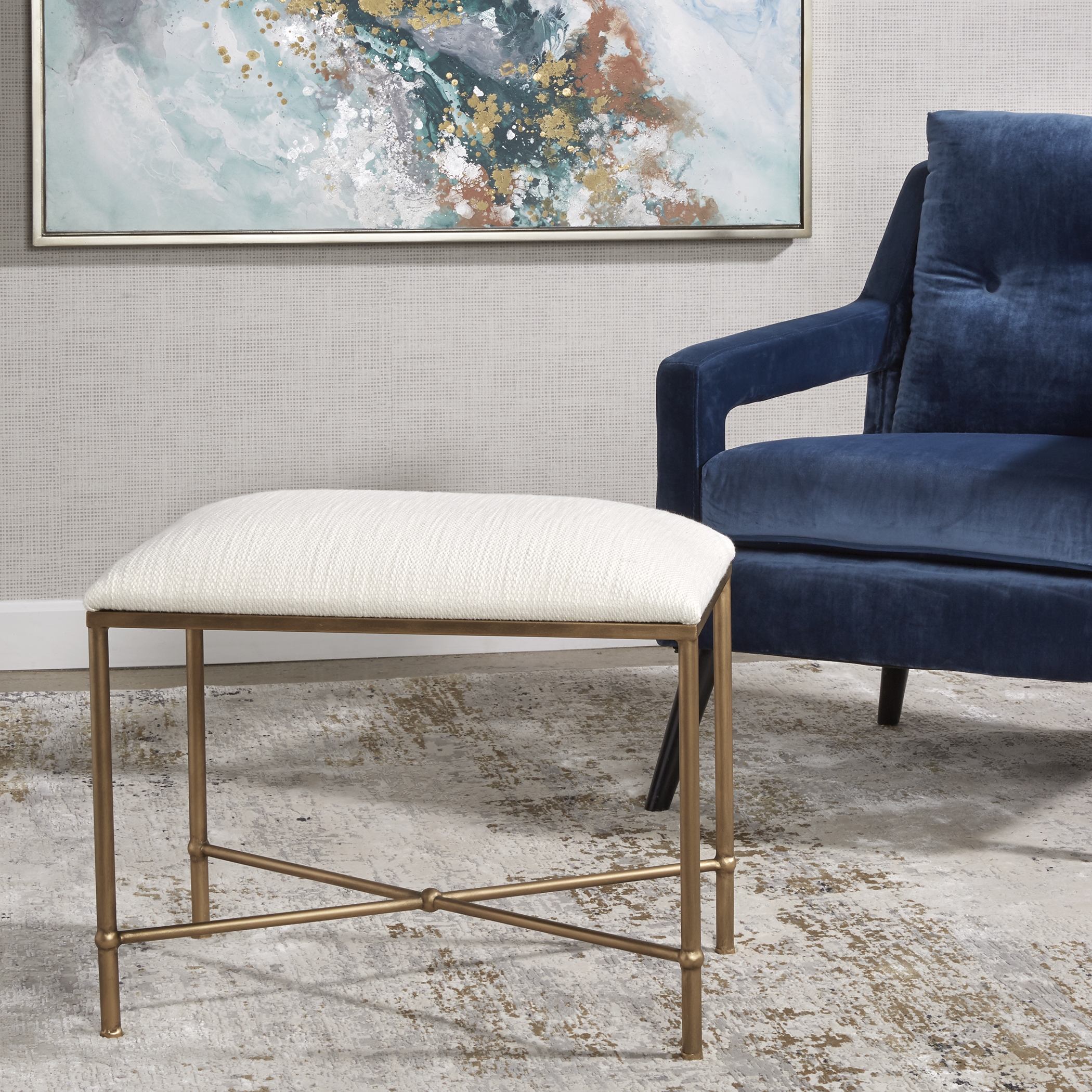Avenham Small Gold Framed Bench - Image 1