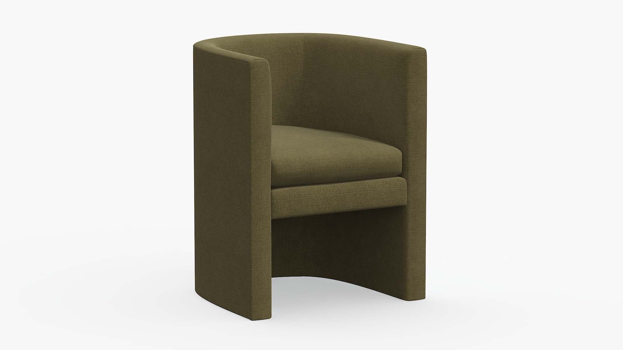 Barrel Back Dining Chair, Olive Everyday Linen - Image 0