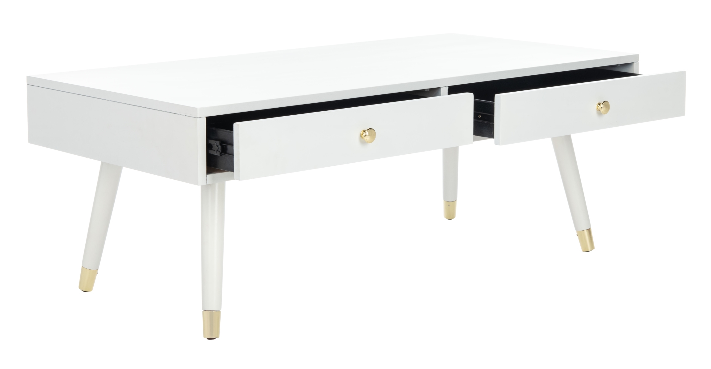 Levinson Gold Cap Coffee Table - White / Gold - Safavieh - Image 6