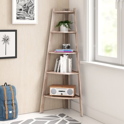 Tisha 63" H x 26.5" W Solid Wood Corner Bookcase - Image 0