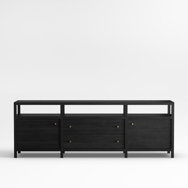 Keane 86" Black Wood Storage Media Console - Image 0