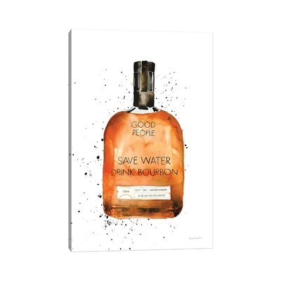Save Water Drink Bourbon by Mercedes Lopez Charro - Wrapped Canvas Painting - Image 0
